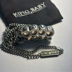 King Baby Studio .925 Heart Engraved Brass Knuckles ‘LOVE' Edgy (Pendant ONLY)